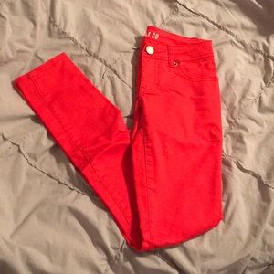 Bright red jeans